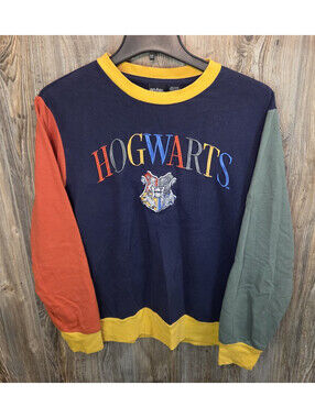Harry Potter Hogwarts Colorblock Collegiate Crewneck Sweatshirt Size Medium